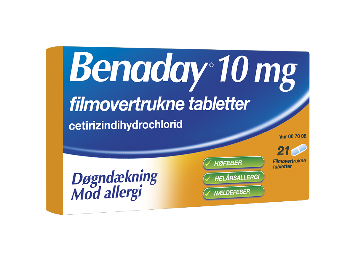 Allergipiller Benadryl, på dine symptomer.
